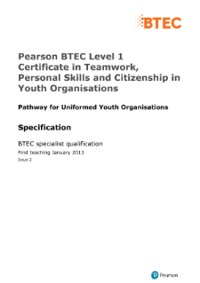BTEC Level 1 Certificate in Teamwork, Personal Skills and Citizenship in Youth Organisations